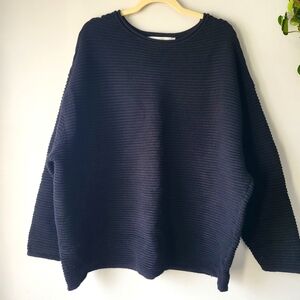 Zara oversized heavy ribbed knit sweater drop shoulder bat wing sleeve Sz S